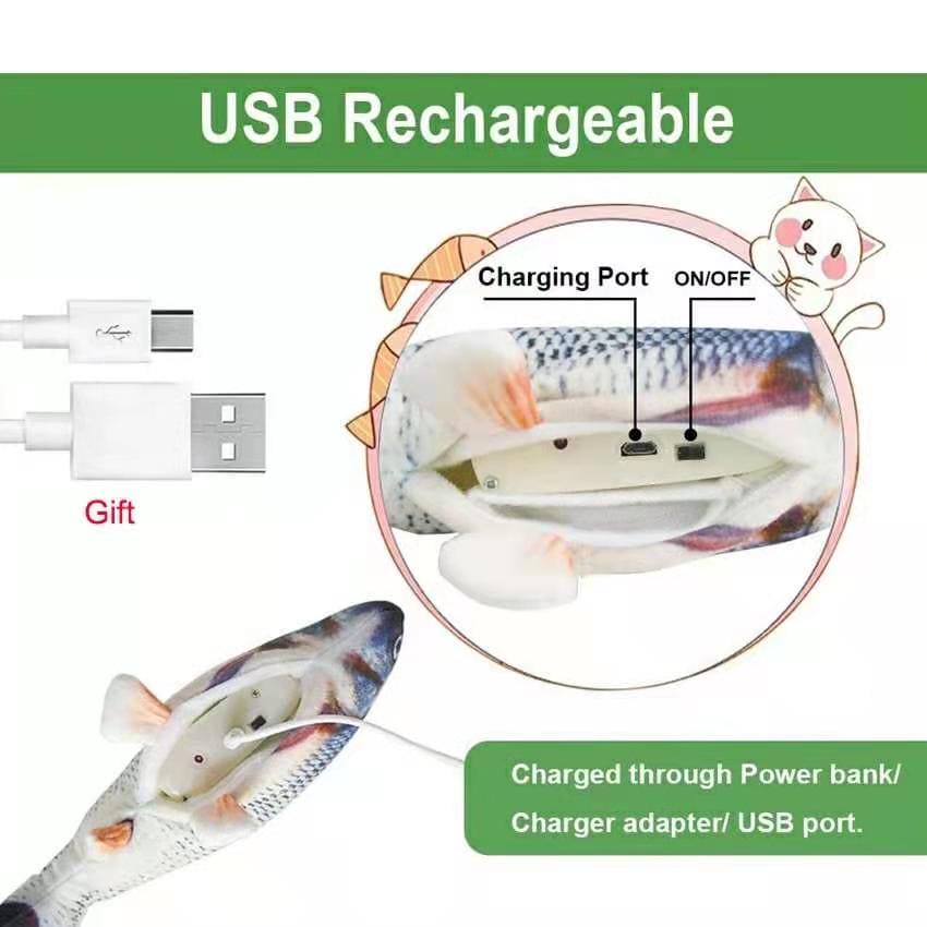 Cats USB Charger Interactive Toy Fish - Wowza Toko